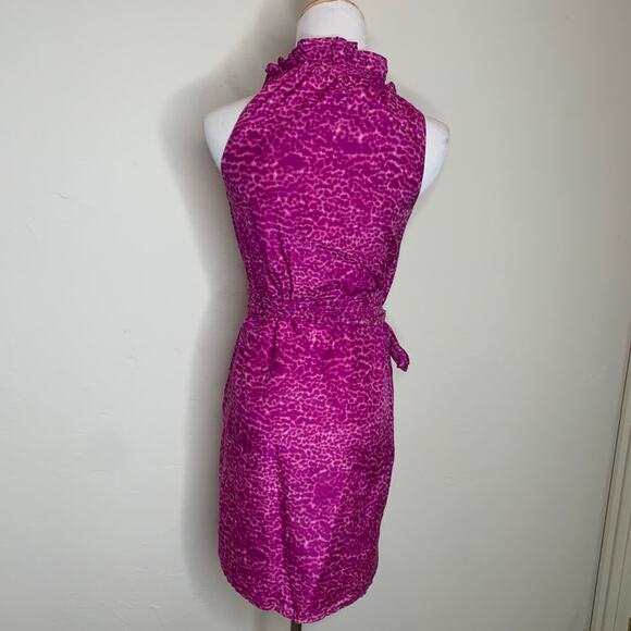 LOFT Pink Leopard Cheetah Wrap Dress Size 0 P - Picture 2 of 9